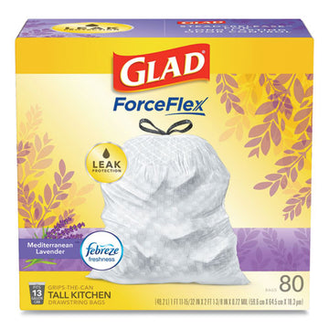 Glad® Odorshield Tall Kitchen Drawstring Bags, 13 Gal, 0.95 Mil, 24" X 27.38", White, 80-box freeshipping - TVN Wholesale